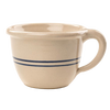 Handcrafted stoneware chili bowl in natural color with double blue stripes and handle, made in USA, ideal for Kitchen & Food, Dinnerware, USA Made, Best Sellers, and Promo Eligible collections.