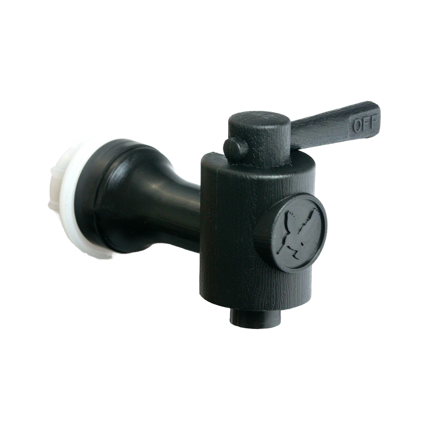 Handcrafted black plastic replacement tap designed for gravity water filters, suitable for emergency supplies and water treatment collections.