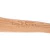Close-up of a smooth natural hickory handle with “Snow & Nealley Smyrna Maine” branding, handcrafted and Amish made, ideal for camping and outdoor use.