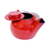 Durable handcrafted 2-1/2 quart red enamel cast iron kettle steamer with coiled metal handle, designed for wood stove use, featured in Stoves, Hearth Accessories, Best Sellers, and Promo Eligible collections.
