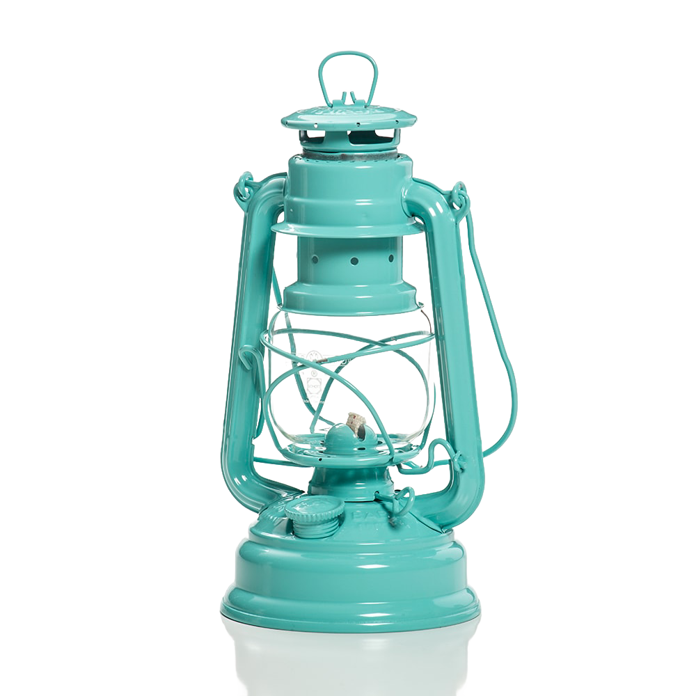 Handcrafted turquoise galvanized oil lantern with durable thermal heat-resistant globe, designed for lasting performance in Lamps & Lighting, Camping, and Emergency Supplies collections.