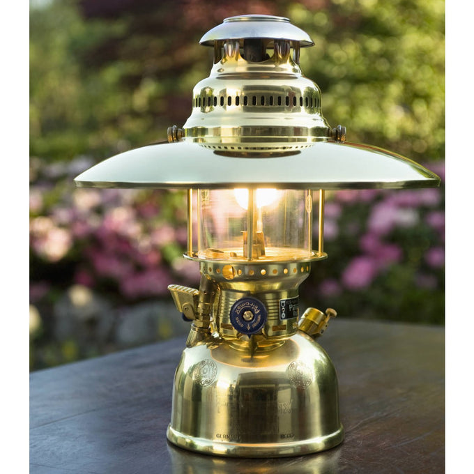 Handcrafted brass top reflector enhancing downward light from a Petromax pressure lamp, ideal for Lamps & Lighting, Parts and Accessories, Best Sellers, and Promo Eligible collections.