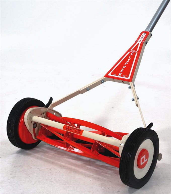 Handcrafted reel mower with solid steel blades and durable wheels, designed for smooth cutting in Farm, Garden & Tool, Lawncare, USA Made, Best Sellers, and Promo Eligible collections.