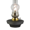 Handcrafted oil lamp with a bright flame, featuring a black base and clear glass chimney, designed for farm, garden, emergency supplies, and table lighting in lamps and lighting collections.