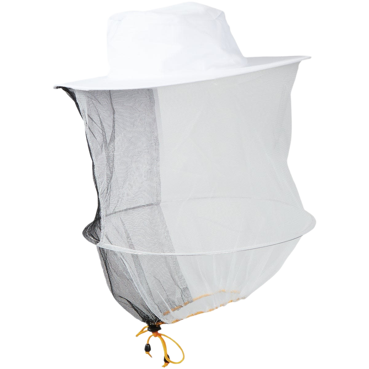 White poly-cotton blend protective beekeeping hat with attached veil designed to keep away from the face, featuring elastic underarms for a snug fit, ideal for Farm, Garden & Tool and Beekeeping Supplies collections.