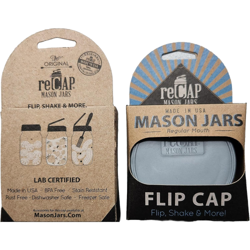 Reusable gray flip top lid for regular mouth Mason jars, handcrafted and made in USA, designed for easy opening and versatile storage in Home & Decor, Kitchen Gadgets, and Household Helpers collections.