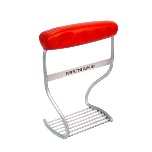 Stainless steel pie blender with solid red rubber handle, designed for effortless baking prep, featured in Kitchen & Food, Cookware, Baking Supplies, and Kitchen Gadgets collections.