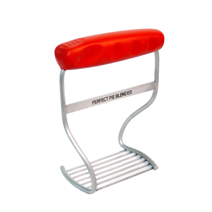 Stainless steel pie blender with solid red rubber handle, designed for effortless baking prep, featured in Kitchen & Food, Cookware, Baking Supplies, and Kitchen Gadgets collections.