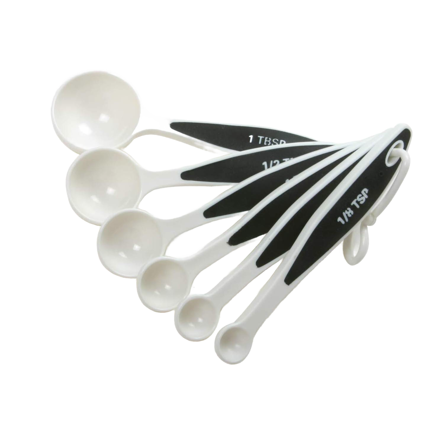 Set of twelve measuring spoons with ergonomic non-slip grips designed for right and left hand use, ideal for Kitchen & Food, Baking Supplies, and Measuring collections.