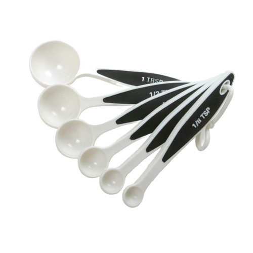 Set of twelve measuring spoons with ergonomic non-slip grips designed for right and left hand use, ideal for Kitchen & Food, Baking Supplies, and Measuring collections.