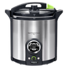 Sleek stainless steel digital pressure canner with intuitive control panel and easy-lock lid, designed for precise temperature control in kitchen food preservation and canning.