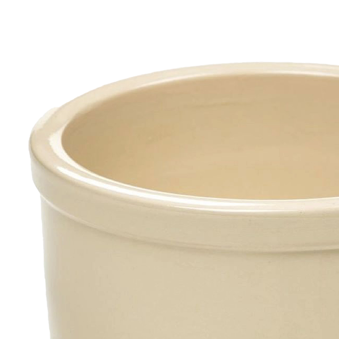 Close-up of a glossy natural stone-colored small stoneware pet bowl with a smooth lead-free finish, handcrafted in the USA, featured in Home & Decor, Pet Supplies, USA Made, Best Sellers, and Promo Eligible collections.