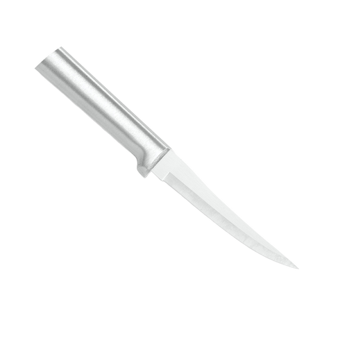 Handcrafted high carbon stainless steel paring knife with a solid aluminum handle, made in the USA, perfect for precise food prep in kitchen knives, farm, garden, and food collections.