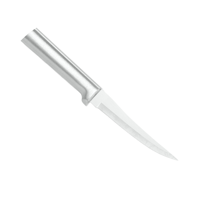 Handcrafted high carbon stainless steel paring knife with a solid aluminum handle, made in the USA, perfect for precise food prep in kitchen knives, farm, garden, and food collections.