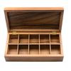 Handcrafted acacia wood tea box with ten compartments for organized tea storage, featuring natural wood grain patterns, ideal for Kitchen & Food and Brewing Coffee and Tea collections.