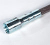 Close-up of a 4-foot fiberglass rod with a threaded metal end piece designed for connecting to chimney brushes, featured in hearth accessories and stove tool collections.