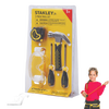 Children’s 5-piece toolset with a hammer, two screwdrivers, safety goggles, and tape measure, made from durable steel and rubber, ideal for indoor play and learning.