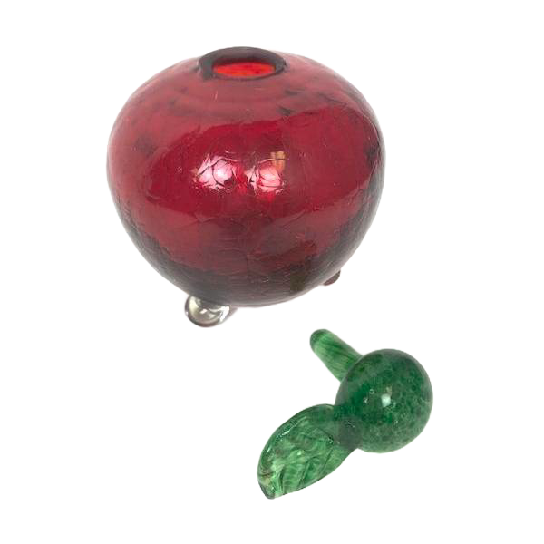 Handcrafted glass apple-shaped fruit fly trap with a removable green stem, designed for Farm, Garden & Tool, Pest Control, Best Sellers, and Promo Eligible collections.