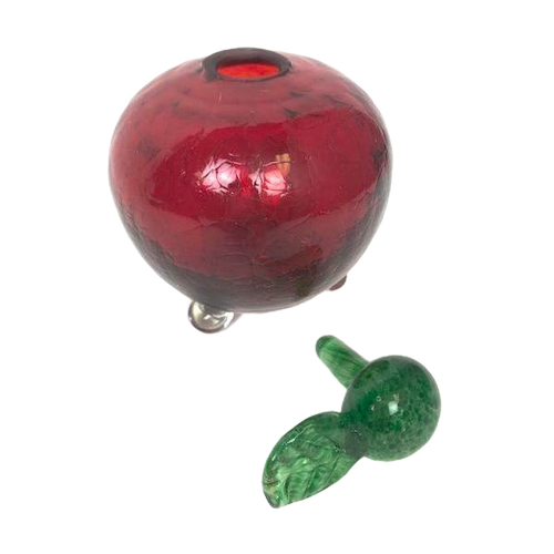 Handcrafted glass apple-shaped fruit fly trap with a removable green stem, designed for Farm, Garden & Tool, Pest Control, Best Sellers, and Promo Eligible collections.
