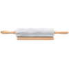Marble rolling pin with wooden handles resting on a wooden stand, featuring nylon bearings for smooth use, part of Kitchen & Food, Cookware, Baking Supplies, Best Sellers, and Promo Eligible collections.