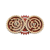 Handcrafted wooden maze puzzle featuring two interlocking gears with metal balls, designed as a challenging brainteaser in Toys, Books & Games and Puzzles collections.