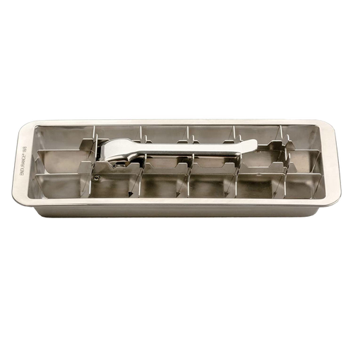 Handcrafted stainless steel ice cube tray featuring a release handle for effortless ice removal, ideal for Kitchen & Food, Farm, Garden & Tool, and Kitchen Gadgets collections.