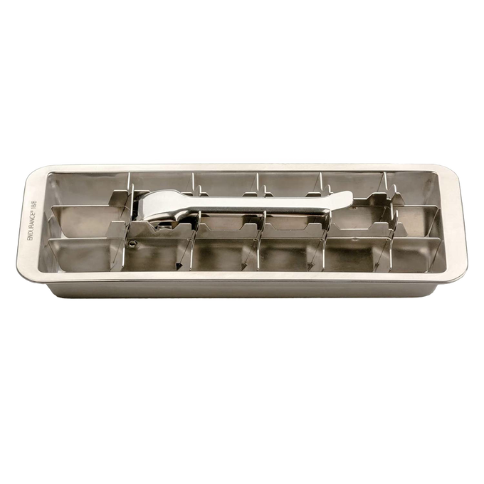 Handcrafted stainless steel ice cube tray featuring a release handle for effortless ice removal, ideal for Kitchen & Food, Farm, Garden & Tool, and Kitchen Gadgets collections.