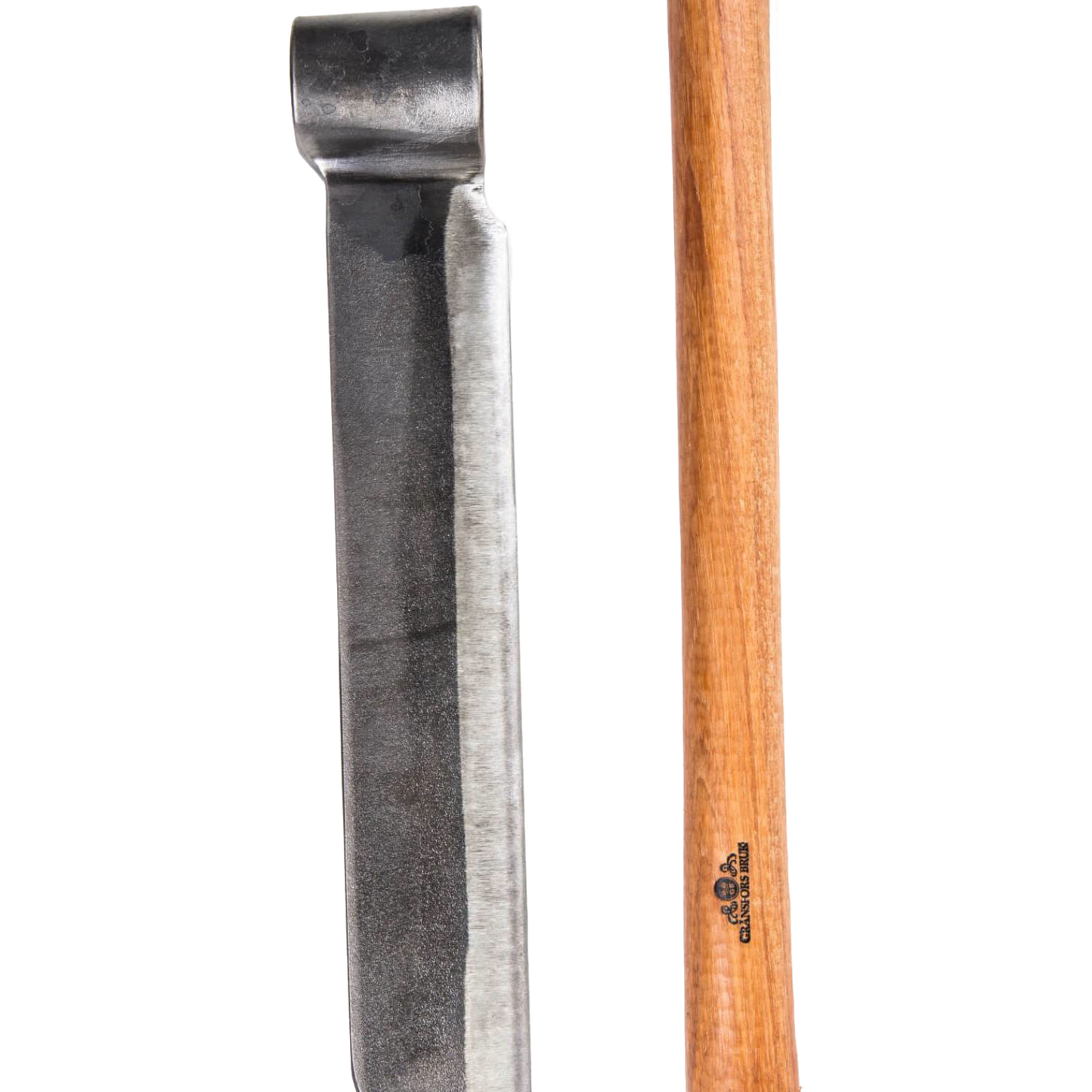 Hand-forged splitting froe with a traditional hammered steel blade and smooth wooden handle, crafted for precise wood splitting in Farm, Garden & Tool and Wood Cutting and Hauling collections.