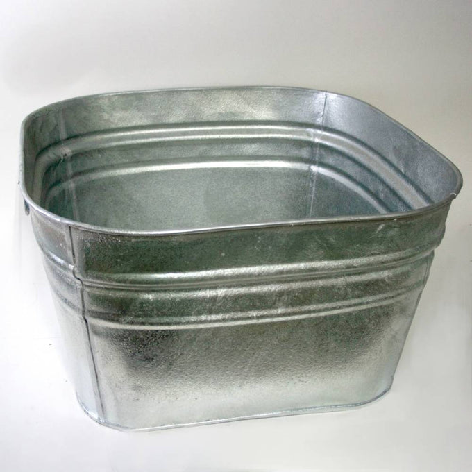 Square hot dipped galvanized metal wash tub with weather-resistant finish, ideal for laundry, watering, or home use, featured in Household Helpers and Best Sellers collections.