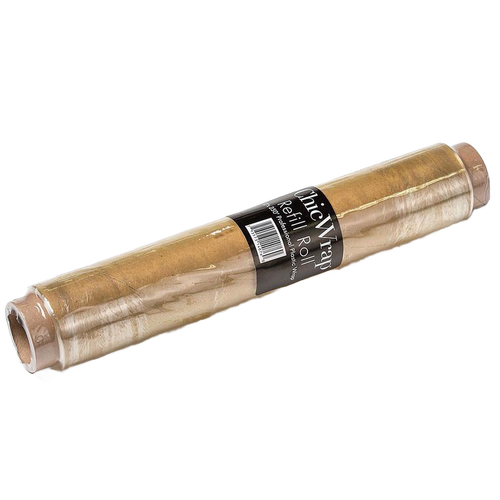 Two clear BPA-free plastic wrap refill rolls with kraft paper cores, designed for use in kitchen and food storage, serving, and best seller collections.