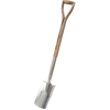 Traditional garden border spade with a mirror-polished stainless steel head and wooden D-handle, designed for digging and cultivating in tight spaces; ideal for Farm, Garden & Tool and Lawncare collections.