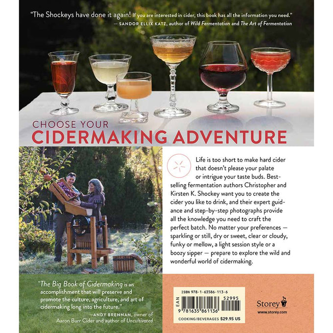 Back cover of a handcrafted cidermaking guide showcasing varied cider glasses filled with colorful drinks, featuring expert tips and detailed instructions, ideal for Toys, Books & Games and Home and Garden How-To Books collections.