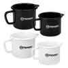 Set of handcrafted enamel milk pots in black and white, designed for camping and outdoor kitchens, part of Farm, Garden & Tool, Kitchen & Food, Camping, Cookware, and Best Sellers collections.