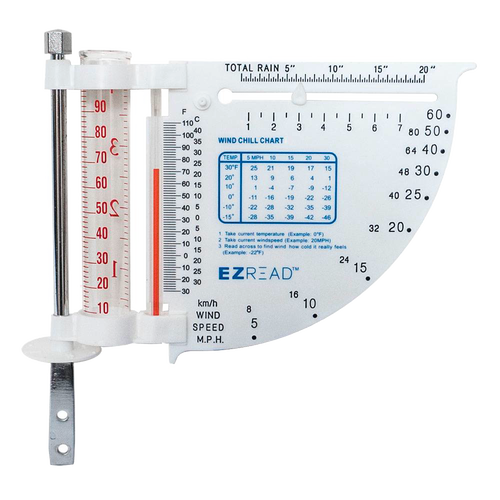Outdoor multi-function weather meter featuring rain gauge, thermometer, and wind speed chart with easy mounting, ideal for Farm, Garden & Tool, Garden Accessories, Best Sellers, and Promo Eligible collections.