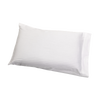 Handcrafted white bed pillow with subtle textured stripes, naturally contoured for support, made in USA, part of Home & Decor, Home Textiles, and Best Sellers collections.