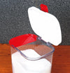Clear plastic flour keeper with a white hinged airtight lid and red built-in leveler for measuring, designed to keep flour fresh and organized in Kitchen & Food, Storage and Serving, Best Sellers, and Promo Eligible collections.