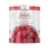Can of freeze-dried raspberries with bright red fruit image on label, gluten-free and no added sugar, ideal for emergency supplies and kitchen food prep, made in USA.