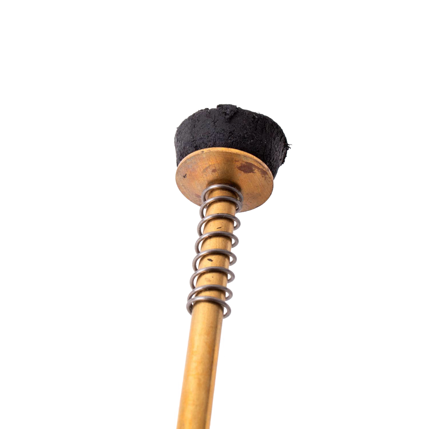 Close-up of a brass pump rod with a coiled spring and black rubber seal, designed for lamps, featured in Lamps & Lighting, Parts and Accessories, Other Parts, Best Sellers, and Promo Eligible collections.