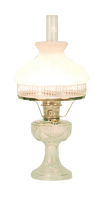 Handcrafted clear glass oil lamp with etched Lincoln drape pattern and metal burner, made in USA, featured in Lamps & Lighting, Oil Lamps, Table Lamps, Best Sellers, and Promo Eligible collections.