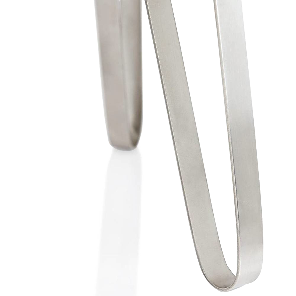 Close-up of brushed stainless steel fire barrel handle with smooth, sturdy construction, designed for durability and outdoor use in Farm, Garden & Tool, Camping, Best Sellers, and Promo Eligible collections.