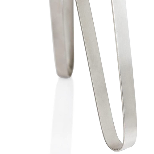 Close-up of brushed stainless steel fire barrel handle with smooth, sturdy construction, designed for durability and outdoor use in Farm, Garden & Tool, Camping, Best Sellers, and Promo Eligible collections.