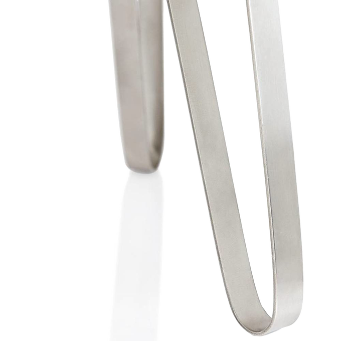 Close-up of brushed stainless steel fire barrel handle with smooth, sturdy construction, designed for durability and outdoor use in Farm, Garden & Tool, Camping, Best Sellers, and Promo Eligible collections.