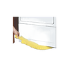 Flexible yellow duster with non-woven polyester cover and polypropylene body, shown cleaning under an appliance, part of Home & Decor and Household Cleaning collections.