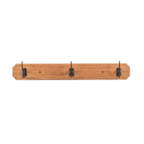 Handcrafted oak wallboard with three sturdy metal hooks, Amish made in the USA, ideal for organizing coats in Home & Decor, Decor, Household Helpers, and Best Sellers collections.