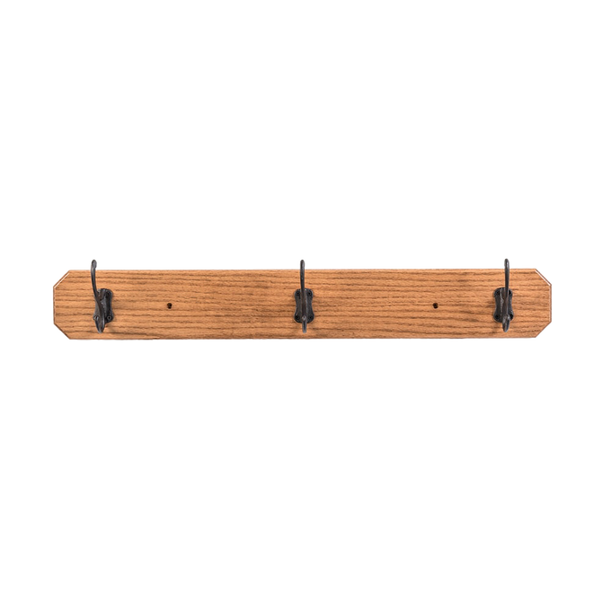 Handcrafted oak wallboard with three sturdy metal hooks, Amish made in the USA, ideal for organizing coats in Home & Decor, Decor, Household Helpers, and Best Sellers collections.