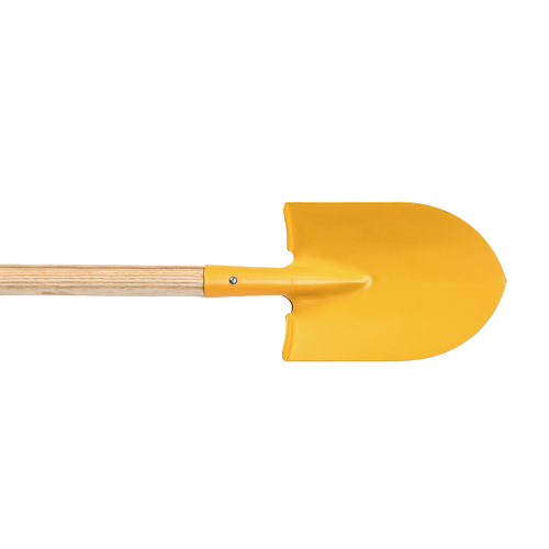 Child-sized yellow shovel with a wooden handle designed for real gardening, ideal for outdoor play and featured in Toys, Children's Toys, Outdoor Play, and Best Sellers collections.