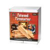 Box packaging of natural pine fatwood firestarter sticks weighing 8 pounds, suitable for woodstoves, fireplaces, and campfires, featured in Farm, Garden & Tool and Hearth Accessories collections.