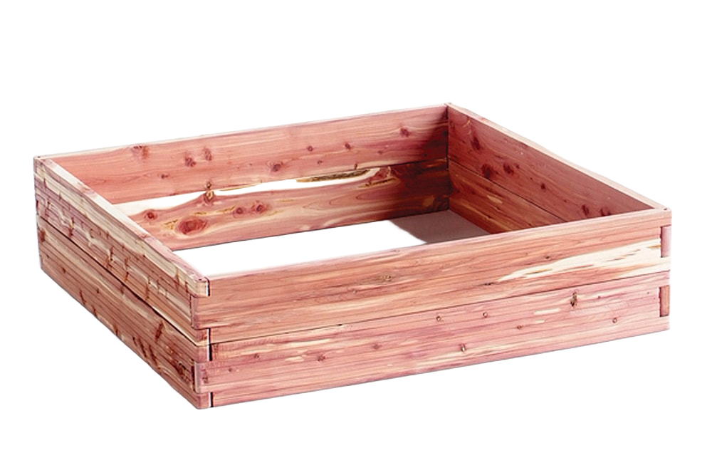 Handcrafted cedar raised garden bed kit with naturally weather-resistant red cedar wood, ideal for organic gardening and part of farm, garden, and USA made collections.