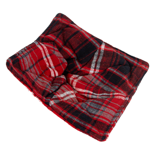 Handcrafted red and black plaid cotton bowl cozy designed to protect hands and tabletops from hot dishes, featured in Kitchen & Food, Kitchen Textiles, Storage and Serving, Best Sellers, and Promo Eligible collections.