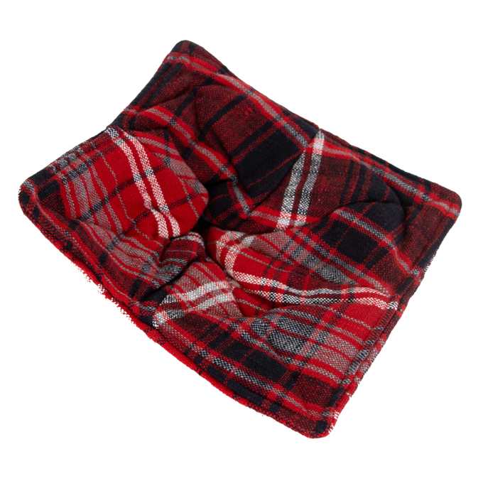 Handcrafted red and black plaid cotton bowl cozy designed to protect hands and tabletops from hot dishes, featured in Kitchen & Food, Kitchen Textiles, Storage and Serving, Best Sellers, and Promo Eligible collections.